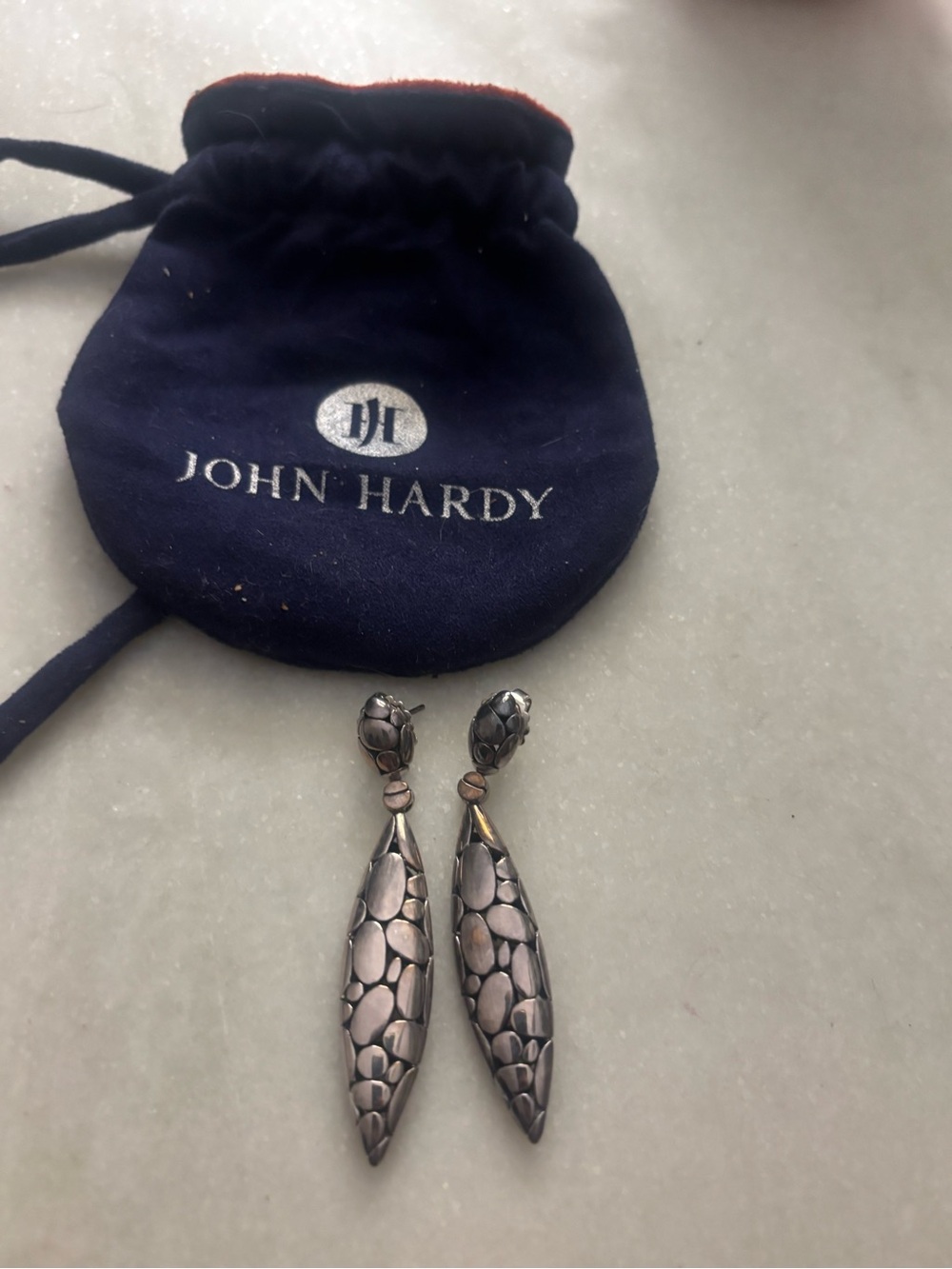 John Hardy Kali Sterling Silver Pebble Drop Dangle Earrings